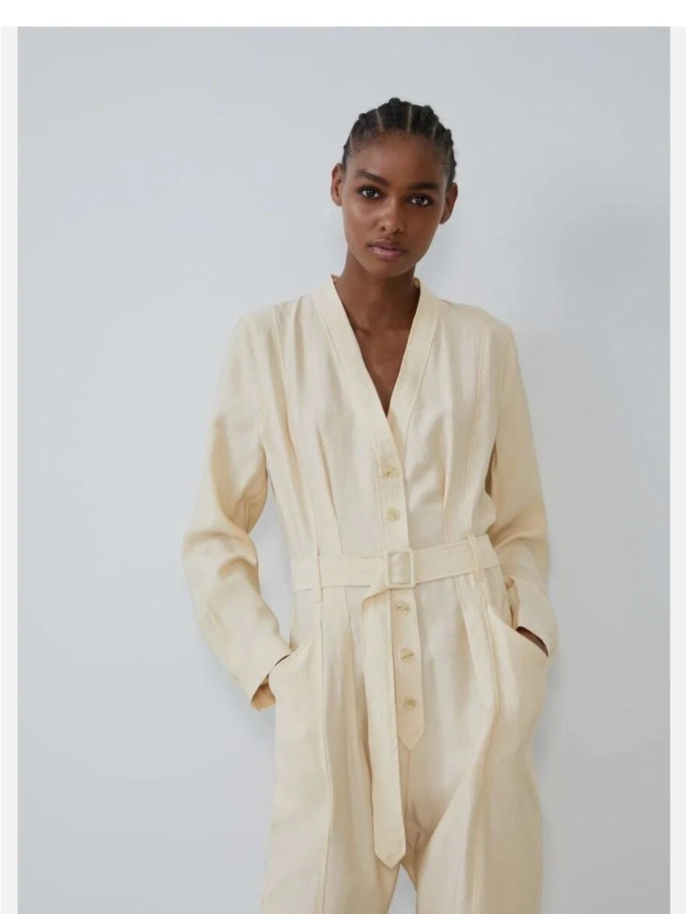 Zara Cream Utility Jumpsuit with Belted Waist - Picture 6 of 10